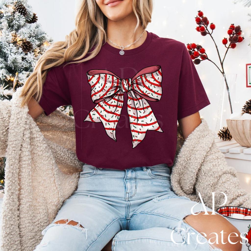 Christmas Tree Cake Bow Shirt
