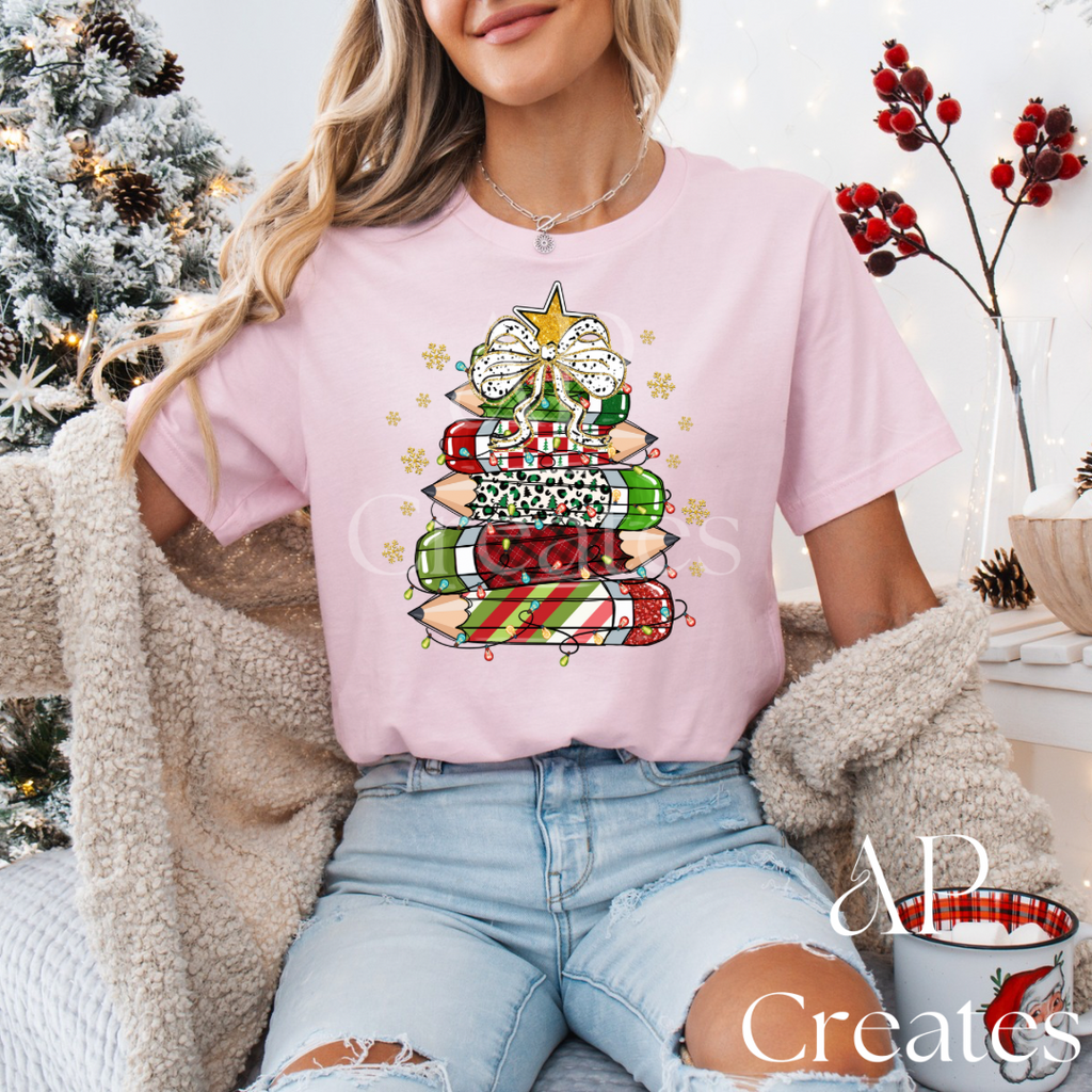 Christmas Teacher Pencil Tree Shirt