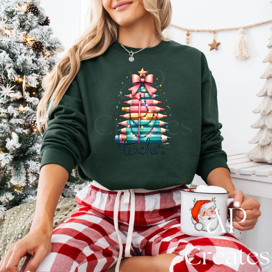 Christmas Teacher Pencil Tree Shirt