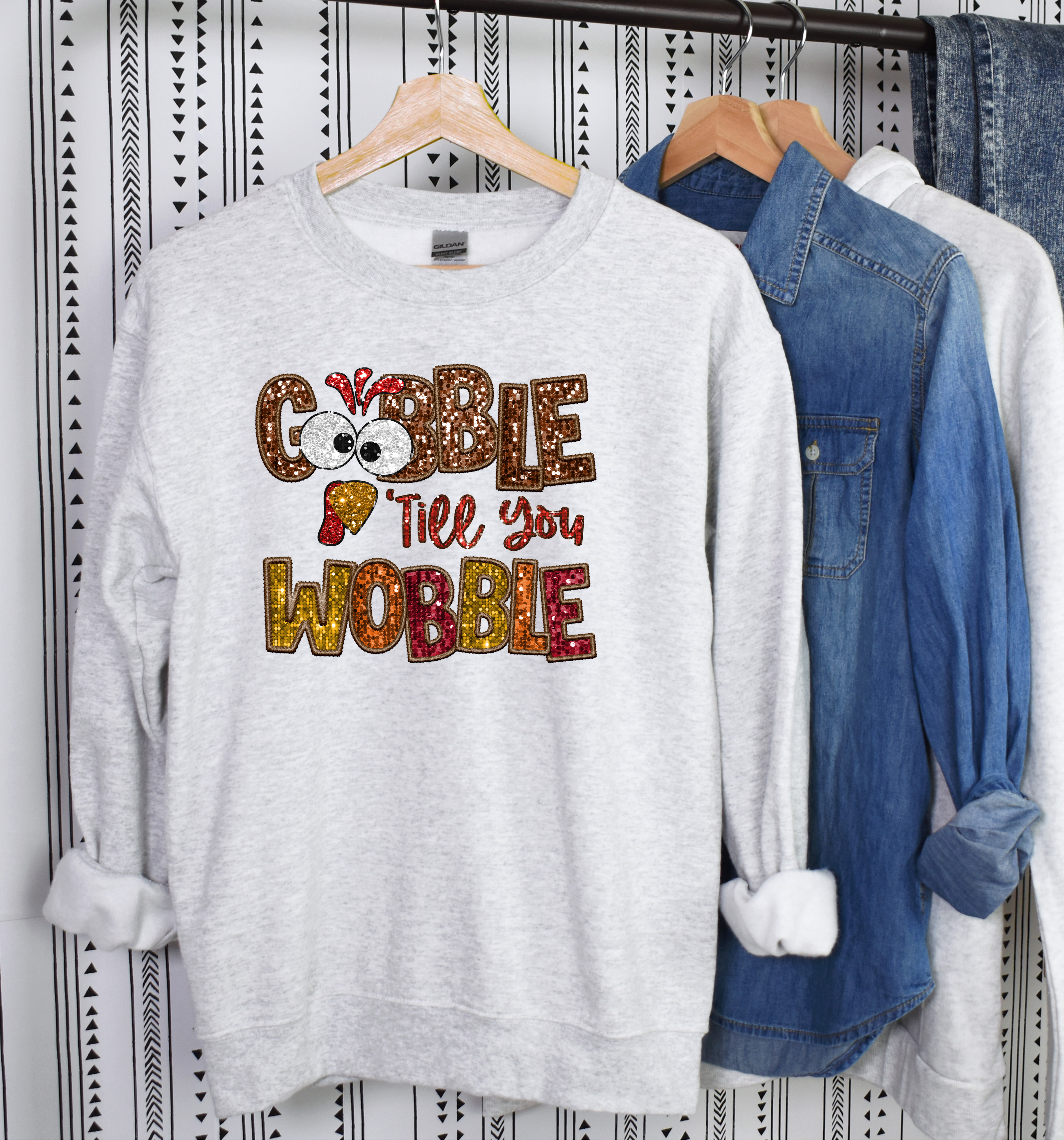 Gobble Till You Wobble Faux Glitter Shirt