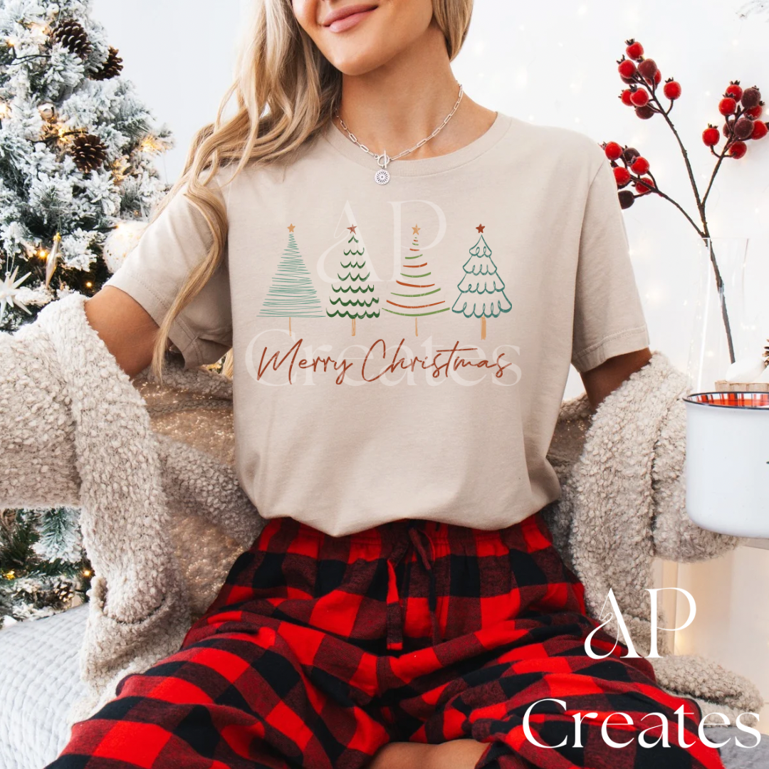 Merry Christmas Fine Line Trees