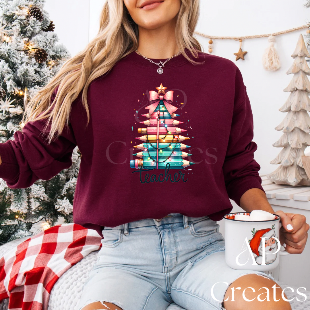 Christmas Teacher Pencil Tree Shirt