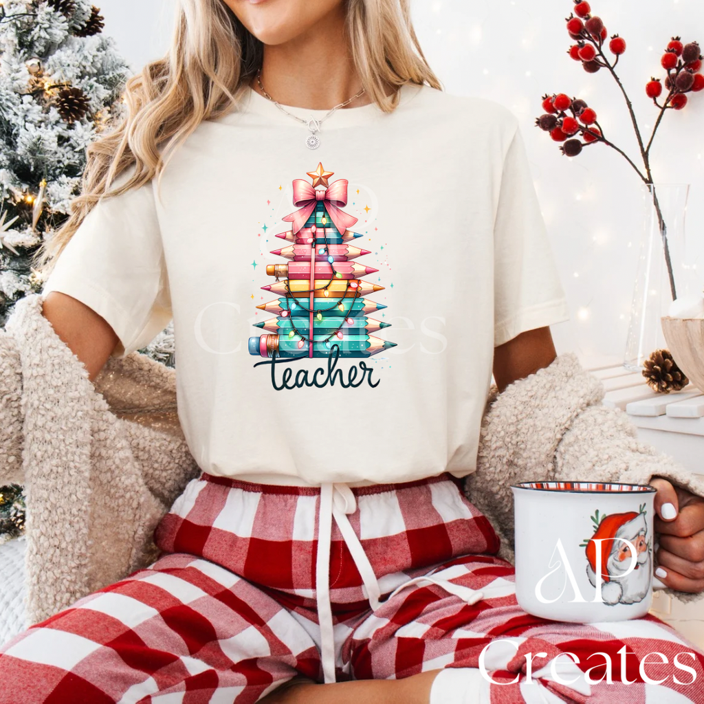 Christmas Teacher Pencil Tree Shirt
