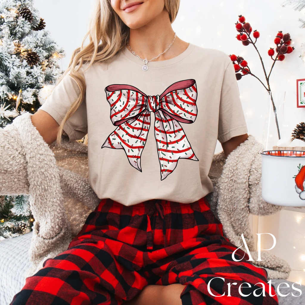 Christmas Tree Cake Bow Shirt