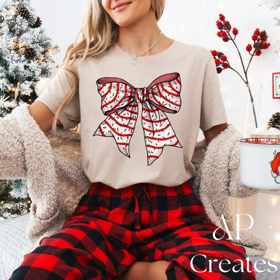 Christmas Tree Cake Bow Shirt